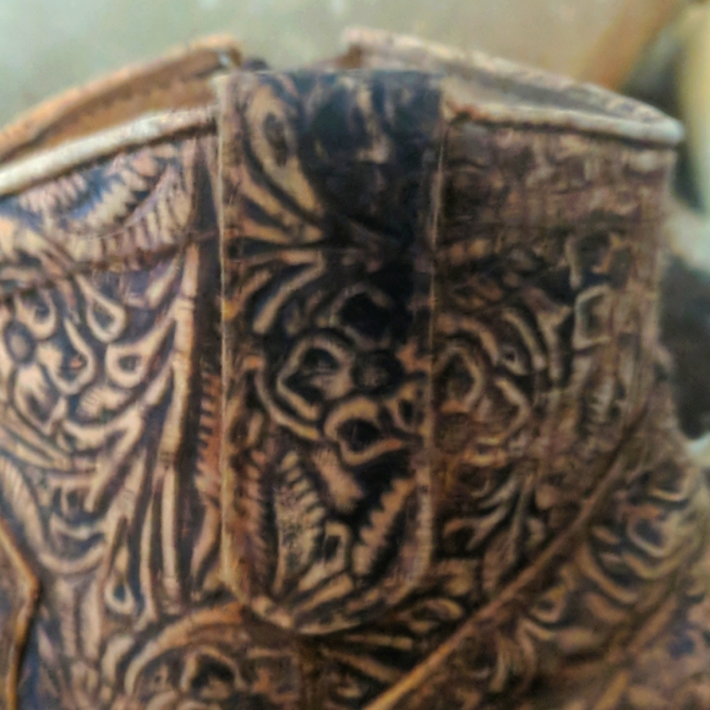 CORRAL C3056 handcrafted distressed tan embossed leather ankle boot/booties sz 9 - Picture 12 of 15